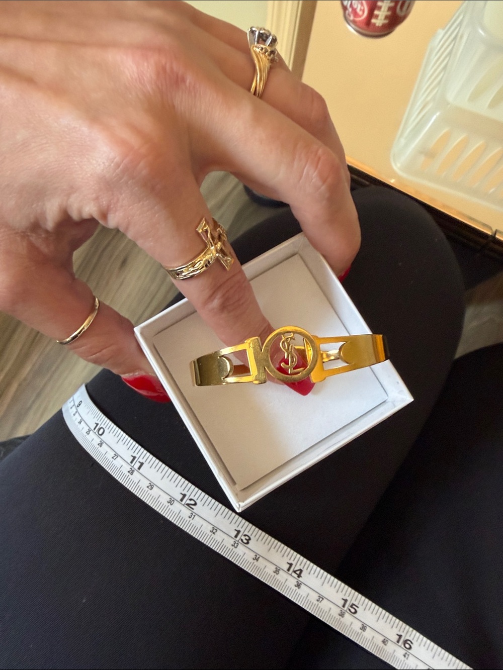 Yves Saint Laurent Gold-Tone Logo Cuff Bracelet